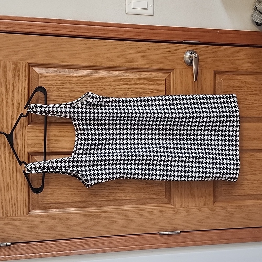 Shein Curve Black & White Herringbone Tank Dress, Size 1xl, Bodycon, Sleeveless